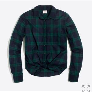 J.crew printed tie-waist button up plaid shirt